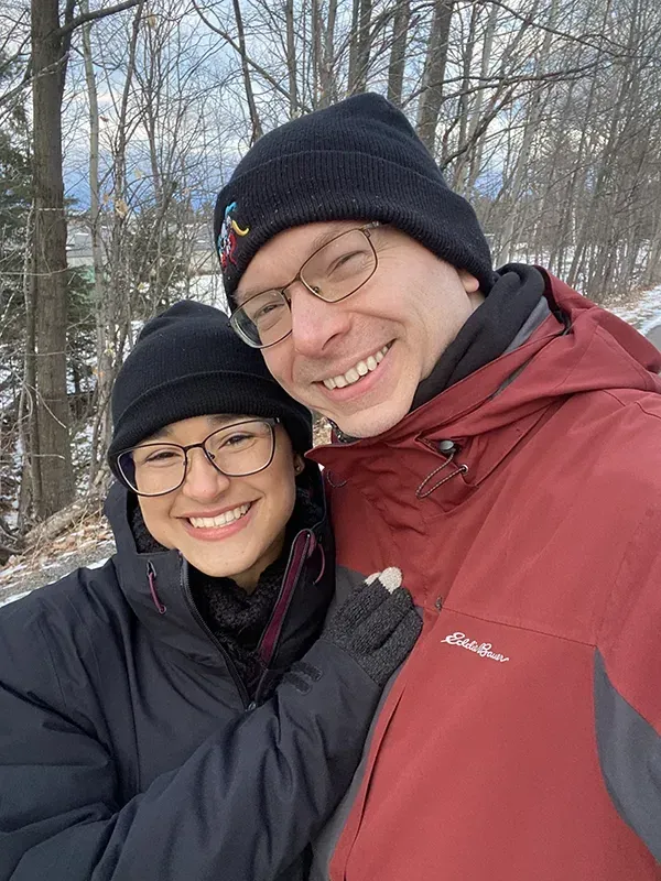 Nathan and Fabiola on a walk, the couple behind Nomads Amor