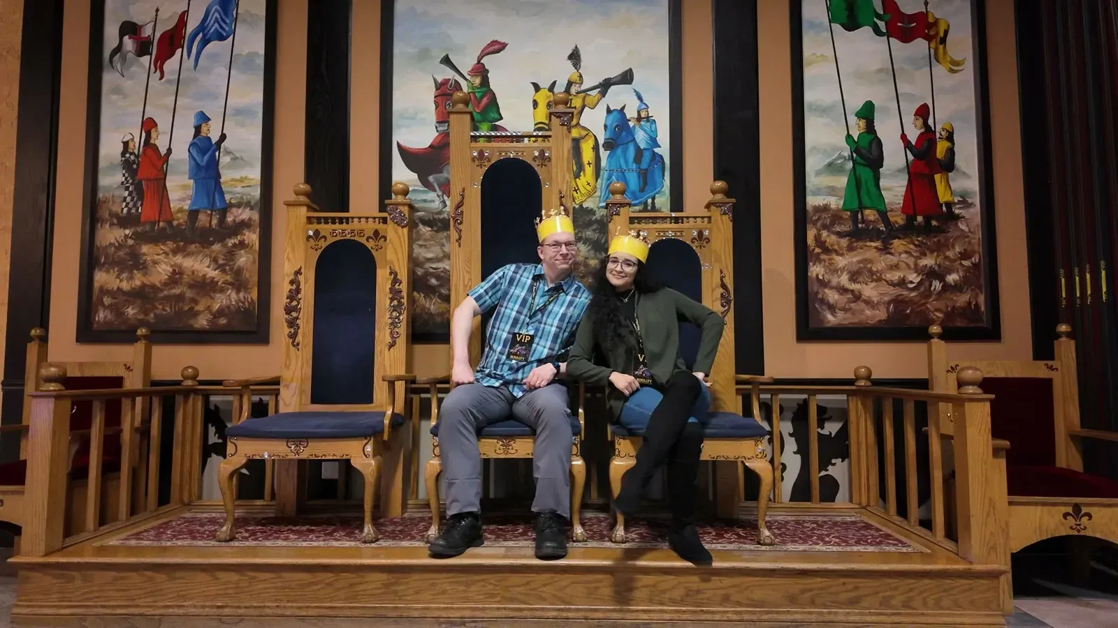 The two of us squeezed onto the king's throne in our paper crowns for the obligatory post-show photo.