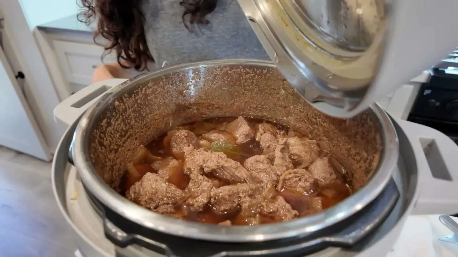 A beef stew finished in our Instant Pot, cooked off-grid on battery power