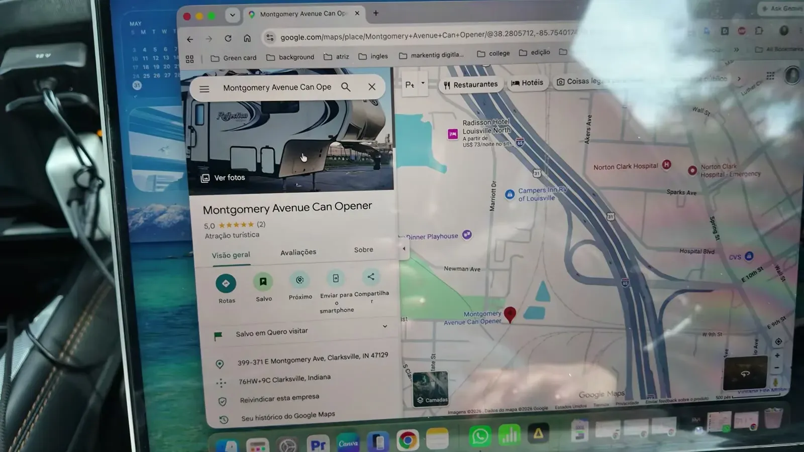 The Google Maps listing for Louisville's can opener bridge, complete with photos of RVs it has peeled open.